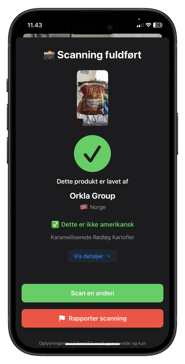 Screenshot af dansk produkt
